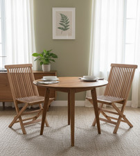 2pc Scandi Style Slatted Wood Armless Side Chair, for both indoor & outdoor