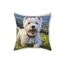 Westie Artistic Painting Spun Polyester Throw Pillow