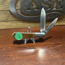 Russell Barlow Bone 2 Blade USA Used Pocket Knife With Chip On Handle