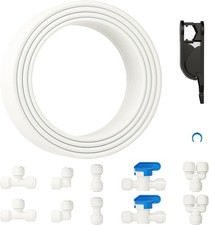 Professional 1/4" OD Tubing Water Line Kit for Refrigerator Ice 32.8FT, White 