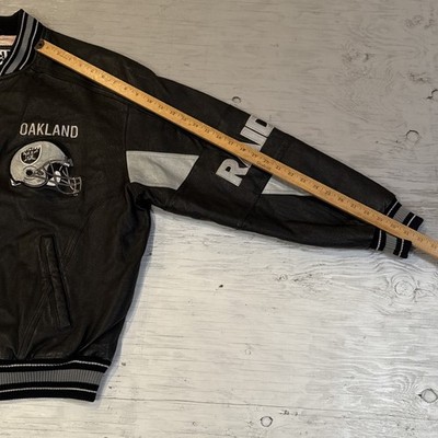 90s G-III Carl Banks NFL レイダース スタジャン 着画 Vintage 90s NFL G-III Carl Banks Oakland Raiders Full Zip Leather
