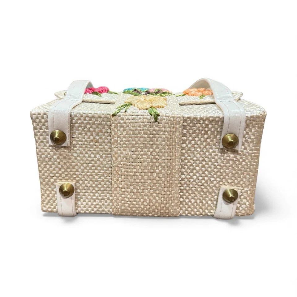 VINTAGE "BAGS BY PATRICIA" Caja Monedero Bordada Floral con Cierre Giratorio Foto 4 de 4