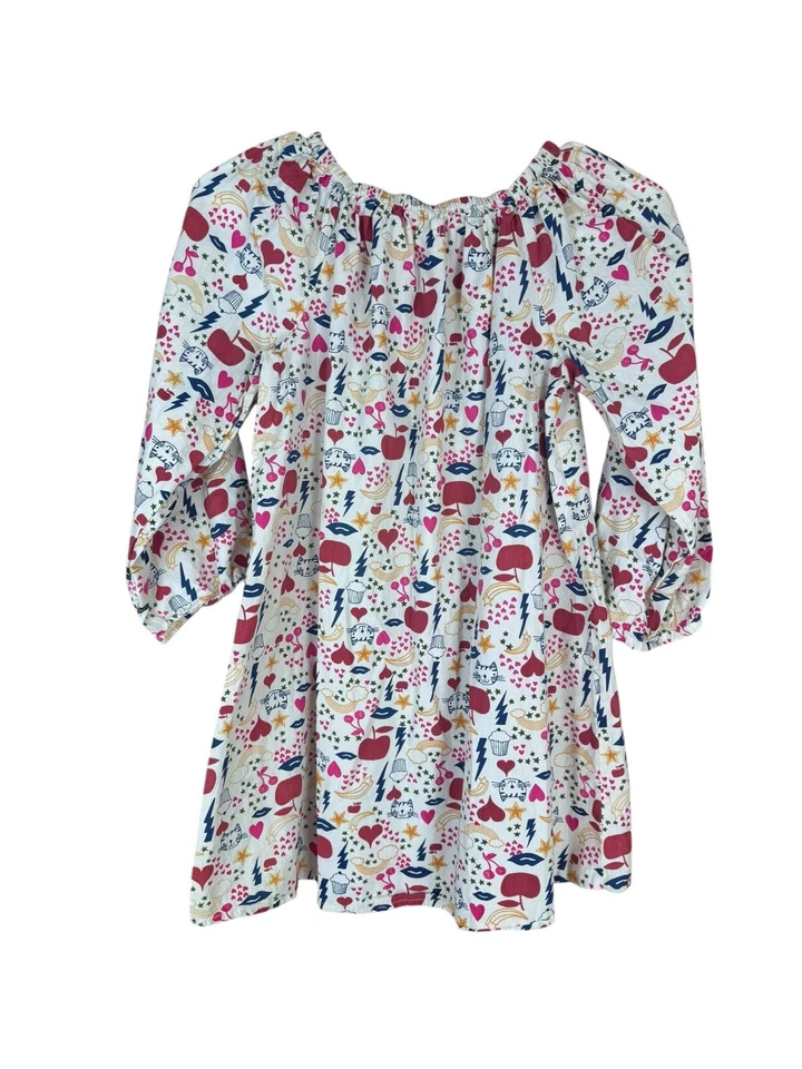 Vestido Happy by Pink Pollo Niñas Multicolor Globo Algodón Gatos Corazones Talla 10Y Foto 2 de 4