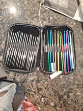 BOYE Knitting Needles Set of 23 in Faux Leather Pink Case plus a few extra hooks