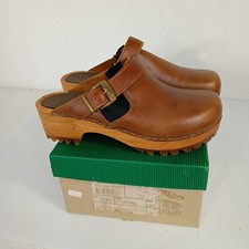 VTG 90s Chilis Leather/Wooden Clogs With Buckle Chestnut Size 6 M New Old Stock