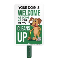 Funny Clean Up After Your Dog Yard Sign, Dog Welcome As Long As One of You Cl...