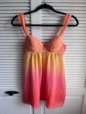 Ambrielle Orange and Pink Ombre Semi-Sheer Lingerie Nightie Chemise
