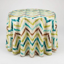 Turquoise Ikat Chevron Print Wedding Tablecloth Atrium Polyester Dining Cover