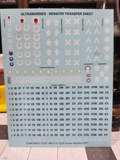 Warhammer 40K Ultramarines- Infantry Transfer Sheet - 2017 NOS