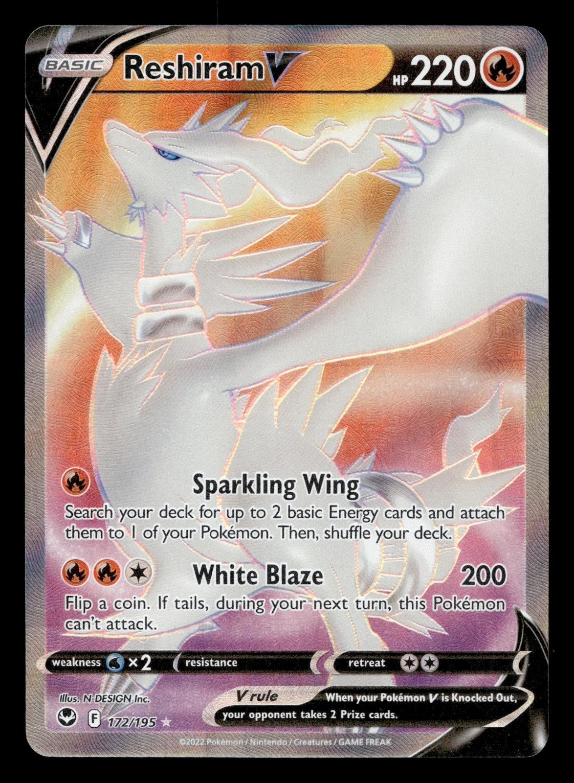 Reshiram V 172/195 Silver Tempest Pokemon Holo NM