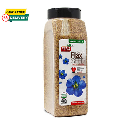 Organic Ground Flax Seed, 16 Oz - Superfood High in Fiber & Omega-3, Certified O
