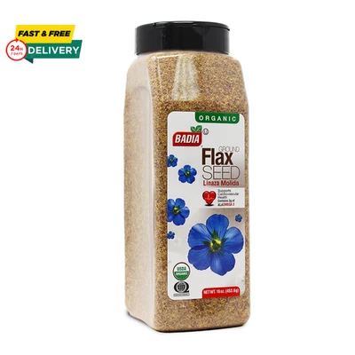 Organic Ground Flax Seed, 16 Oz - Superfood High in Fiber & Omega-3, Certified O