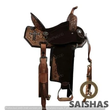 Premium Barrel Racing Western Leather Saddle Set Hand Tooled with Free Tack