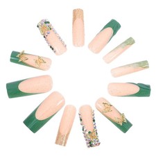 24 Pcs Press on Nails French Tip Full Coverage Tips Coffin