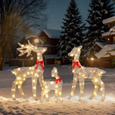 3 Piece Christmas Weather Proof Reindeer Family In/Outdoor Holiday Decorations