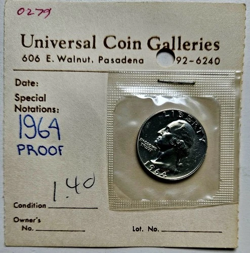 1964-P Washington Proof Quarter ~ 90% Silver