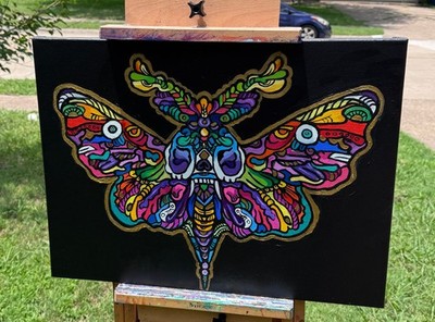 Original Death Moth - 24 x 18 Oil Painting on stretched canvas