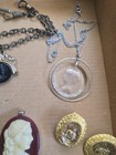 15 Pc Antique Vintage Cameo Jewelry Lot Necklace Pendant Brooch Earrings Trifari — photo 8