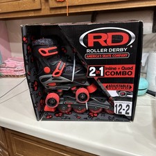 NEW Roller Derby 2 in 1 INLINE  QUAD Combo Youth Skates Adjustable Sizes 3-6 