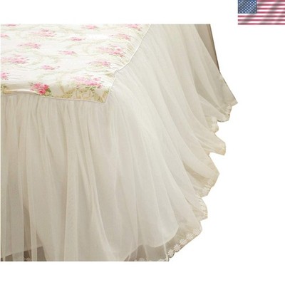 Dust Ruffled Bed Skirts King Size Wrap Around Lace Bed Ruffle with Platform 1...