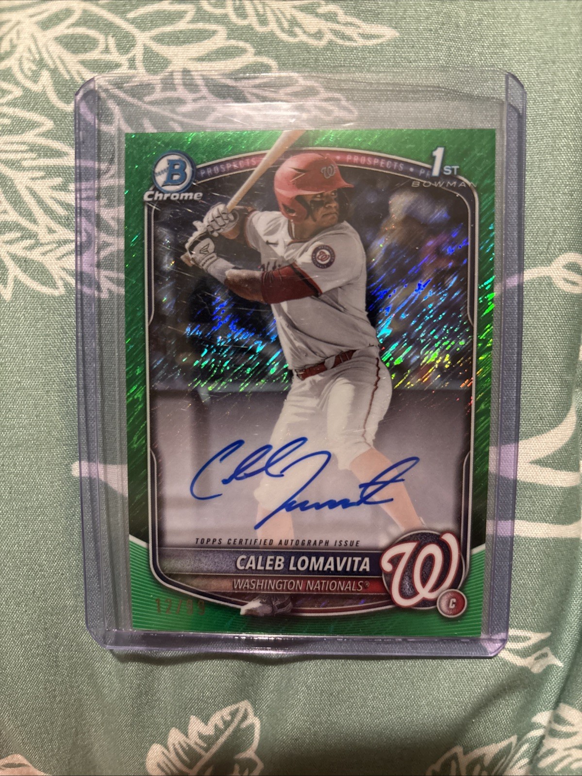 2025 Bowman Chrome 1st Prospect Green Shimmer Refractor Caleb Lomavita Auto /99