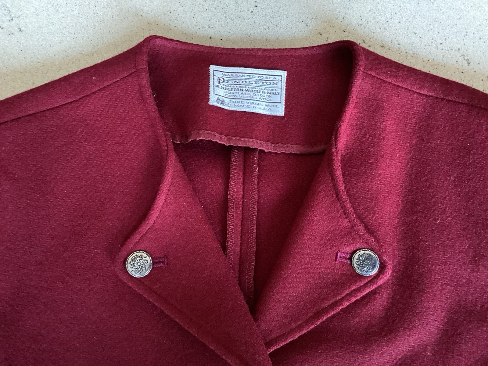 Pendleton Vintage  Wool Cropped Jacket Burgundy T… - image 4