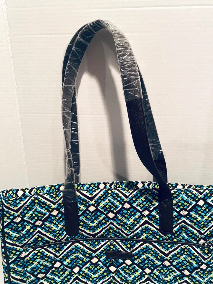 BOLSO DE VIAJE VERA BRADLEY Marrón Turquesa Cuero Recortado "Bosque Lluvioso", nuevo con etiquetas Foto 4 de 4