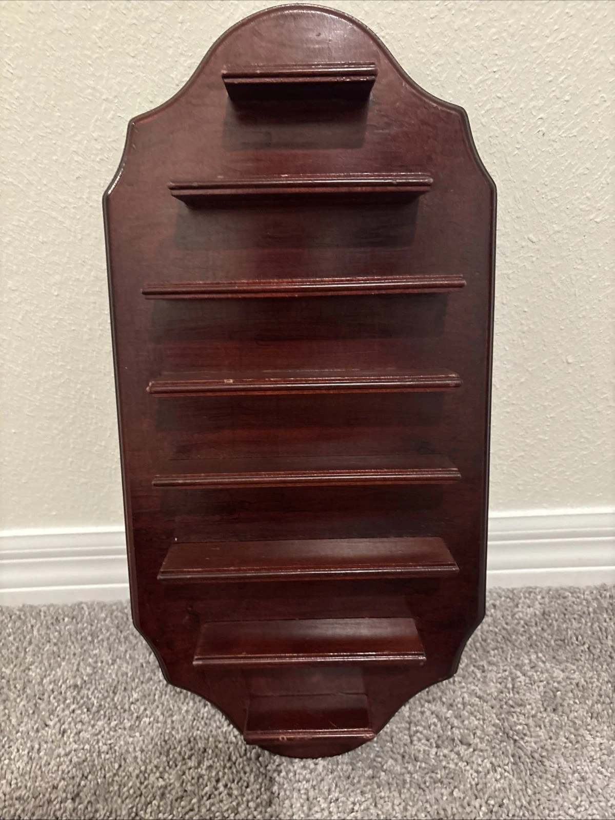 Trinket Display Wall Hanging 8 Open Shelves Bevelled Edges Miniatures Curio