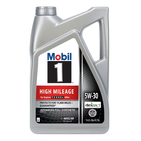 Mobil 1 High Mileage Full Synthetic Motor Oil 5W-30, 5 Quart New