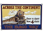 VINTAGE WELLS FARGO RAILWAY PORCELAIN SIGN GAS OIL TRAIN STATION PUMP PLATE BANK