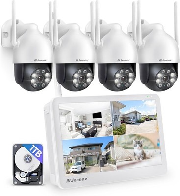 Jennov Überwachungskamera Set Aussen WLAN mit 10''Monitor 10CH Wireless NVR, 4