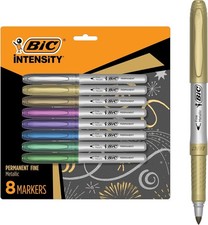 BIC Intensity Metallic Permanent Markers, 8 Colors, Fine Point, 8 count