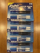 Expo 4ct Fine Mixed 2 Dry / 2 Wet Erase Marker Assorted Lot of 4 packages Blue