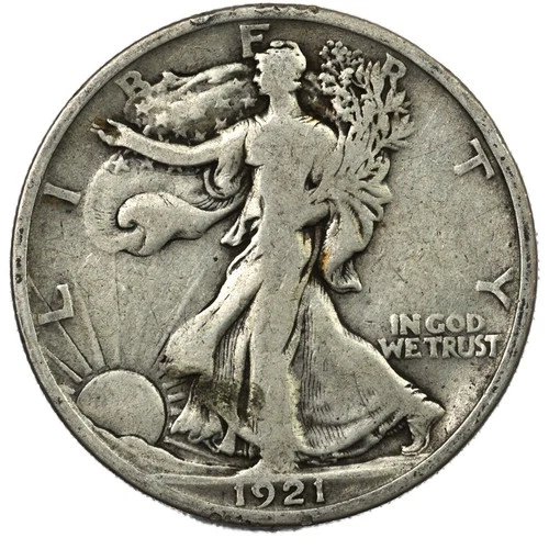 1921-D Denver Walking Liberty Half Dollar 50C Very Good Near Fine VG+