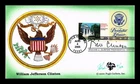 US COVER PRESIDENTIAL LIBRARIES BILL CLINTON FDC COMBO PUGH HAND PAINTED