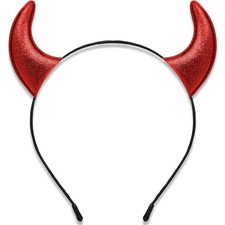 Red Glitter Devil Horns Headband - Perfect Halloween Costume Accessory