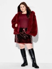 Wild Fable Women's 1X Skirt Short Length Burgundy Red Sequin NWT