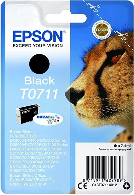 CARTUCCIA EPSON T0711 T0712 T0713 T0714 T0715 GHEPARDO ORIGINALE - MULTIPACK COL - Immagine 2 di 4