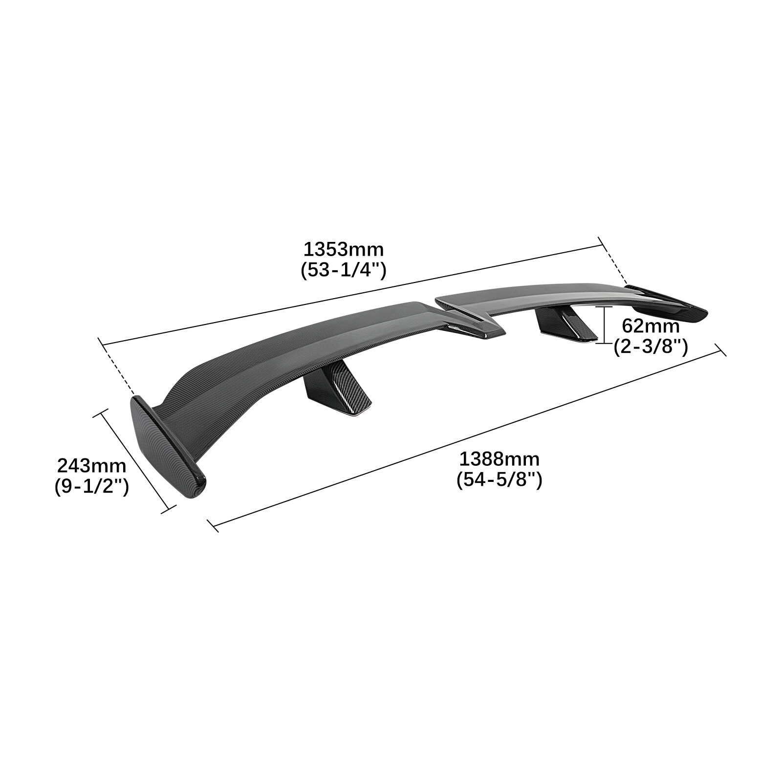 For Audi R8 Coupe Carbon Fiber Look Rear Trunk Spoiler Wing PRO Style GT Wing