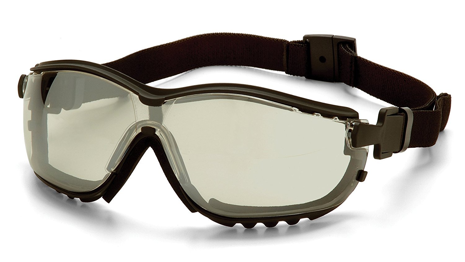 Pyramex Gb1880St V2G Indoor/Outdoor Mirror Anti-Fog Lens, Black Strap/Temples