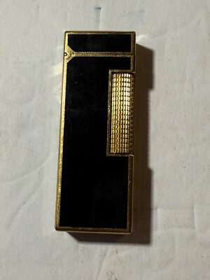 Dunhill Rollagas Lighter Gold Plated & Black Lacquer
