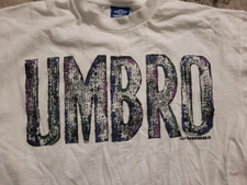 EUC 90s 80s Vintage Umbro Single Stitch White T-Shirt Made In USA Rare XL