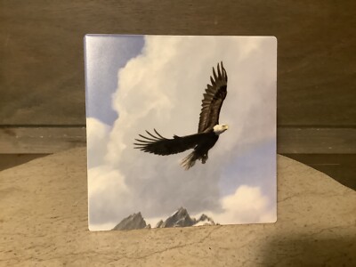ACK DECORATIVE ART TILE NEW HAND PAINTED BALD EAGLE  6'' X 6'' GREAT GIFT