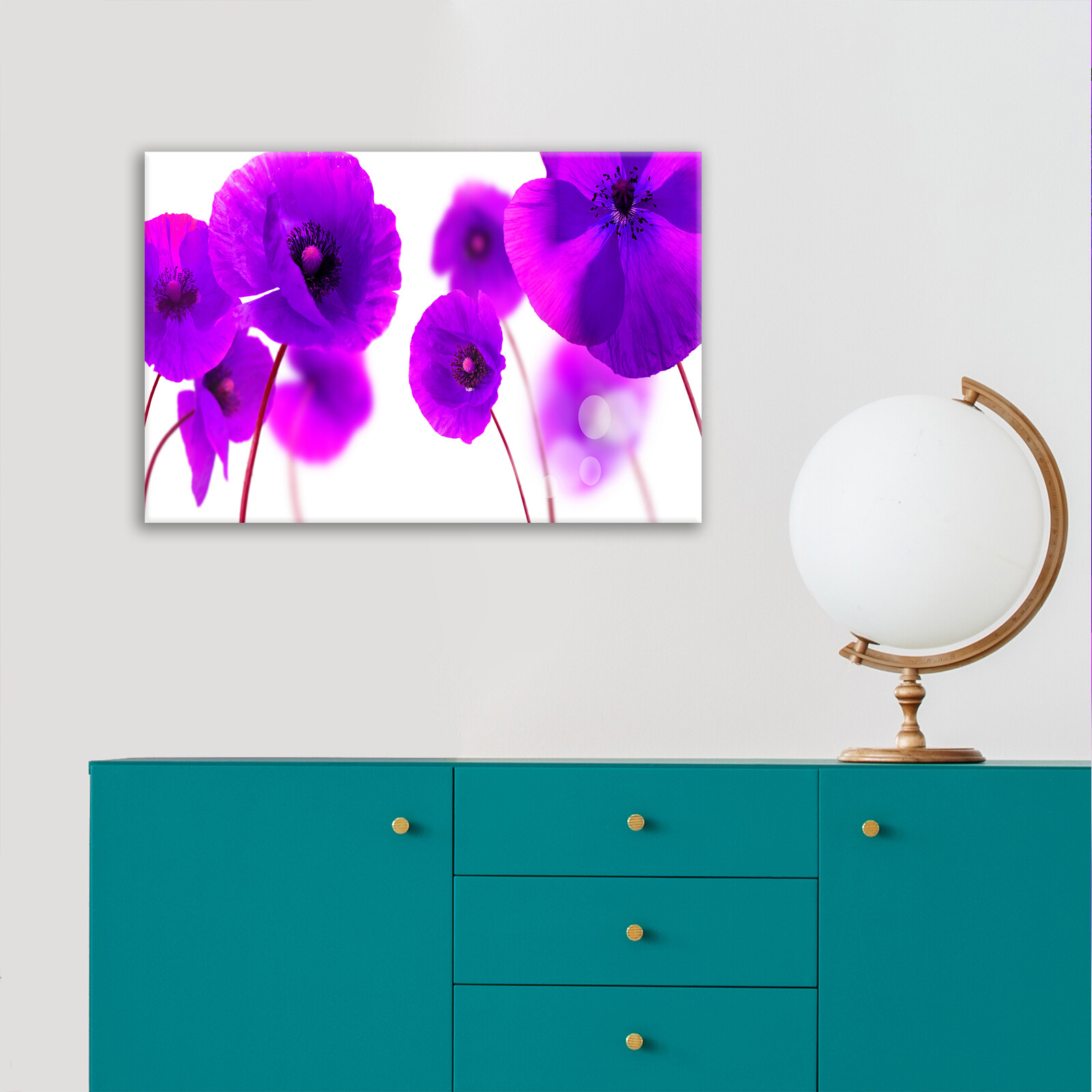 Framed Canvas Floral Modern Wall Art Picture Prints Purple Abstract