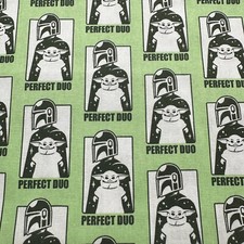 Star Wars Mando Grogu Perfect Duo The Mandalorian Mando Fabric By The Yard