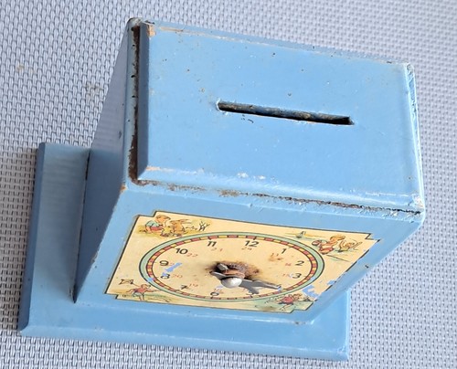 Vintage old German beautiful piggy bank Clock Very Rare NO KEY