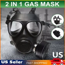 Chemical Gas Face Mask Full Face Protect Respirator Carbon Cartridge Canister