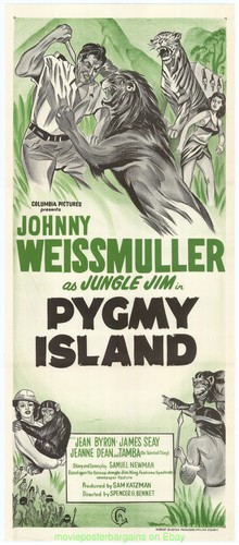 PYGMY ISLAND MOVIE POSTER Australian Daybill Size JOHNNY WEISSMULLER 1950