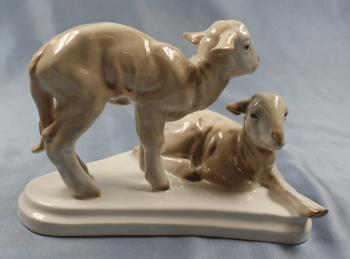 Figurine mouton agneau figurine en porcelaine Rosenthal tenure porcelaine 1910 agneaux - Photo 1/6