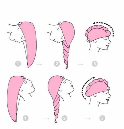 Toalla de cabeza 100 % algodón torcida secado rápido turbante antideslizante (multicolor) Foto 4 de 4